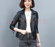 皮爾卡丹女裝  針海寧真皮皮衣女短款韓版修身皮外套2024春秋 黑色 XL 曬單實(shí)拍圖