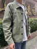羅蒙夾克純棉牛仔外套男大碼寬松男士工裝春秋季全棉休閑男裝上衣 綠色 XL (140-155斤) 曬單實(shí)拍圖