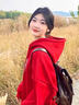 衛衣女連帽加絨加厚寬松上衣服秋冬裝外套學(xué)生韓版潮 福字連帽 加絨 衛衣紅色 XL 曬單實(shí)拍圖