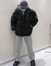啄木鳥羽絨棉服棉襖子男冬季港風(fēng)青少年學(xué)生情侶裝面包服保暖棉衣外套 99假兩件連帽款黑色 XL 【130-145斤】 曬單實(shí)拍圖