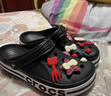 卡駱馳（CROCS）洞洞鞋貝雅卡駱班輕便耐磨一腳蹬休閑鞋|205089 黑色/白色-066 41 /42(260mm) 曬單實拍圖