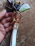 卡麗蒂（KALIDI）汽車(chē)鑰匙扣掛件高級感鑲鉆皮繩掛鏈男女情侶款飾品防丟號碼牌吊墜 白色鑲鉆鑰匙扣 曬單實(shí)拍圖