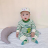優(yōu)奇嬰兒衣服秋裝寶寶秋季連體衣條紋小恐龍外出服春秋款衛衣韓版新款 條紋綠 73cm 曬單實(shí)拍圖