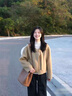 LISCN黃色毛呢外套女秋冬高級感2025新款赫本風(fēng)奶系穿搭小個(gè)子短款上衣 外套 M 曬單實(shí)拍圖