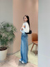 美麗衣櫥（BEAUTIFUL WARDROBE）水洗復古寬松垂感闊腿褲女2025秋季百搭高腰顯瘦直筒牛仔褲女 曬單實(shí)拍圖