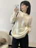 江南布衣（JNBY）秋季連帽針織衫女毛衣寬松休閑不規則柔軟舒適上衣5NA314860 100/本白 XS 曬單實(shí)拍圖