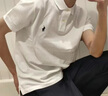 POLO拉夫勞倫短袖polo衫男士翻領(lǐng)商務(wù)休閑純色夏季新款寬松半袖體恤衫 白色寶藍標 M 150斤左右 曬單實(shí)拍圖