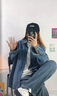 YOMC疊穿襯衣牛仔外套女韓版寬松2025春秋新款薄款正肩小個(gè)子搭配襯衣 中深藍(lán)色 M 【建議95斤-110斤】 曬單實(shí)拍圖