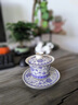 奢龍青花瓷三才蓋碗纏枝蓮馬蹄茶碗單個泡茶杯陶瓷功夫茶具 米黃纏枝蓮馬蹄蓋碗 160ml 曬單實拍圖