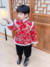 FNJ KIDS童裝男童拜年服套裝冬裝中國風(fēng)漢服寶寶周歲禮服兒童新年裝 紅色【加絨加厚】 120  (建議身高110-120cm) 曬單實(shí)拍圖