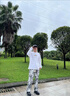 JDZHL美式扎染休閑褲子男美式高街時(shí)尚抽繩闊腿褲寬松顯瘦直筒大碼長(cháng)褲 白色 XL （建議130-150斤） 曬單實(shí)拍圖