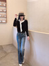 美麗衣櫥（BEAUTIFUL WARDROBE）復古拼接微喇牛仔褲女秋季高腰彈力修身顯瘦喇叭褲休閑拖地長(cháng)褲女 曬單實(shí)拍圖