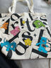 梅派學(xué)生帆布包女大容量托特通勤包百搭印花媽咪包手提單肩包購物袋女 彩色小熊單肩包 加厚帆布+敞口+單肩 曬單實(shí)拍圖