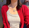 優(yōu)衣庫女裝紐花圓領(lǐng)針織開(kāi)衫/毛衣外套空調衫通勤秋冬新款481477 16 紅色 XL 曬單實(shí)拍圖