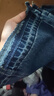 百圖betu女裝秋冬新款牛仔褲顯瘦高腰闊腿漸變毛邊牛仔褲2310D07 牛仔色 M 曬單實(shí)拍圖