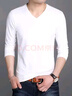 傲萬(wàn)純棉長(cháng)袖T恤男v領(lǐng)韓版純色內搭修身彈力男白色秋衣打底衫衣服 白色 2XL 曬單實(shí)拍圖