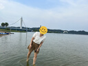 茵曼（INMAN）設(shè)計(jì)感高腰短褲橡筋松緊腰遮胯直筒休閑褲女18332|099 卡其色 M 曬單實(shí)拍圖