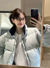 蕓蕁羽絨服女短款藍色立領(lǐng)冬潮牌寬松情侶韓版面包服外套冬季 奶藍色【加厚高品版】 S 80-120斤 曬單實(shí)拍圖