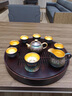 高端功夫茶具套裝七彩建盞鎏金輕奢茶壺茶杯整套金盞陶瓷創(chuàng  )意禮品 孔雀釉24K金盞套裝 10件 曬單實(shí)拍圖