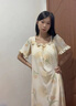 另約帶胸墊睡裙女士夏季公主風(fēng)甜美短袖睡衣2024新款冰絲綢花邊家居服 FS6891 郁金香 M 曬單實(shí)拍圖