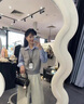 妃奧絨假兩件條紋拼接針織長(cháng)袖襯衫女休閑百搭學(xué)院風(fēng)秋冬疊穿毛衣上衣潮 灰色 L 110-125斤 曬單實(shí)拍圖