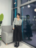 MO&Co.春秋中腰寬松A字廓形傘擺半身裙(附腰帶)摩安珂 黑色 M 165 曬單實拍圖