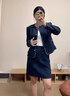 顏域小香風(fēng)外套半身裙兩件套女2025新款秋季穿搭名媛氣質(zhì)職業(yè)套裝 深藍 S 曬單實(shí)拍圖