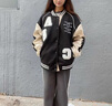 棉致美式復古棒球服外套少女春秋2024新款初中高中學(xué)生薄款ins潮上衣 黑色 XL 曬單實(shí)拍圖