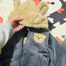 G.DUCKKIDS男童套裝秋冬款三件套裝嬰兒童純棉小孩寶寶衣服0冬裝1-2-3歲外套 MSN毛毛熊雙層三件套灰色 加絨 100 cm 曬單實(shí)拍圖