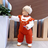 顆粒熊（KELIXIONG）嬰兒衣服冬季嬰兒連體衣加厚女寶周歲禮服夾棉哈衣寶寶新年服 福氣呀（橘紅） 180克 80cm 適合9-12月 曬單實(shí)拍圖