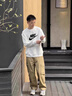 衛衣男秋季加絨加厚純色圓領(lǐng)長(cháng)袖打底衫男士大碼休閑衛衣 白色 L 曬單實(shí)拍圖