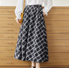 對白（DUIBAI）【AN大碼系列】復古學(xué)院風(fēng)格紋半身裙春季胖mm顯瘦中長(cháng)款a字傘裙 黑色格紋 M 建議體重110-125 曬單實(shí)拍圖