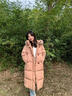 LAGOGO【防鉆絨】長(cháng)款羽絨服女拉谷谷2024年冬季新款蓬松保暖外套 粉桔色 S 曬單實(shí)拍圖