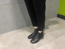 啄木鳥低跟短靴女真皮粗跟靴子圓頭短筒皮靴秋冬新款百搭大碼 黑色單里 35 曬單實拍圖