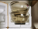 青蘋果玻璃沙拉碗斜口錘紋透明玻璃碗蔬菜水果盤甜品碗 茶色雙耳碗【2只】2件套 曬單實拍圖