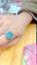 胖東來(lái)品質(zhì)S925銀鑲翡翠藍水玫瑰戒指冰種玉石時(shí)尚指環(huán)女戒可調節 玫瑰花戒指可調節 曬單實(shí)拍圖