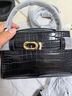 CHARLES&KEITH鱷魚(yú)紋凱莉包手提斜挎婚包包女包生日禮物CK2-50270880-1 Black黑色 S 曬單實(shí)拍圖
