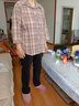恒源祥中老年純棉襯衫女士新款夏季媽媽裝格子七分袖全棉上衣老年人襯衣 藍格 3XL 122-135斤 曬單實(shí)拍圖