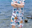 狄帝鯊夏季速干夏威夷短袖花襯衫套裝男百搭痞帥情侶沙灘海邊搭配兩件套  T3013套裝【白色】 XL 曬單實拍圖