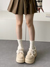 COSMICKISS加絨松糕厚底勃肯棉鞋女冬季外穿2025新款小個(gè)子復古保暖毛毛鞋子 米白色【加絨款】 36 曬單實(shí)拍圖
