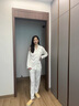 雅鹿帶胸墊睡衣女士純棉一體新款春秋家居服冬季開(kāi)衫套裝長(cháng)袖褲可外穿 02K591 女-L 曬單實(shí)拍圖