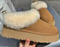 UGG【雙11搶先購】秋季新款女士厚底懶人毛毛鞋 1166733CHE|栗色39 曬單實(shí)拍圖