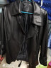 泊詩(shī)蘭（Ptslan）真皮綿羊皮皮衣女中長(cháng)款寬松機車(chē)皮夾克外套P9418 黑色 M【111-130斤】 曬單實(shí)拍圖