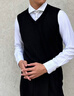 SKARO【可機洗 抗靜電】羊毛馬甲男西裝輕薄內搭秋冬黑色背心毛衣 黑色SKW1531 M 曬單實(shí)拍圖