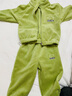 舒貝怡兒童套裝寶寶衣服外出服秋冬保暖女男兒童裝純色分體兩件套綠100 曬單實(shí)拍圖