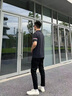 騎行裊男士九分褲  春夏薄款彈力修身小腳錐形褲松緊腰休閑百搭9分褲男 黑色 32 曬單實拍圖