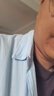 TPHC春夏季薄款亞麻襯衫男士休閑長(zhǎng)袖襯衣外套寬松復(fù)古棉麻布料上衣服 天藍(lán)色（翻領(lǐng)） 3XL 140-160斤 曬單實(shí)拍圖