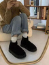 飛躍（Feiyue）女鞋短筒雪地靴女2025冬季新款厚底加絨保暖棉鞋女 黑色 38 曬單實(shí)拍圖