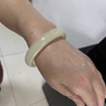 雅姬和田玉手鐲新疆女款晴水冰種青白玉鐲子湖水綠圓條翡翠玉髓鐲帶證 晴水54-55適合90斤左右證書+禮盒 曬單實(shí)拍圖