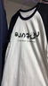 森馬長(zhǎng)袖T恤女中長(zhǎng)款印花插肩袖拼色春裝趣味寬松圖案打底衫小眾 白黑色調(diào)00319 L 曬單實(shí)拍圖